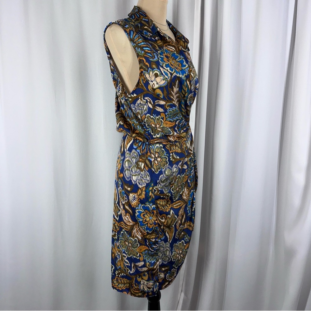 Anthropologie Drew Midi Wrap Dress Sz L Floral Collared Bohemian Resort Office - Picture 3 of 15